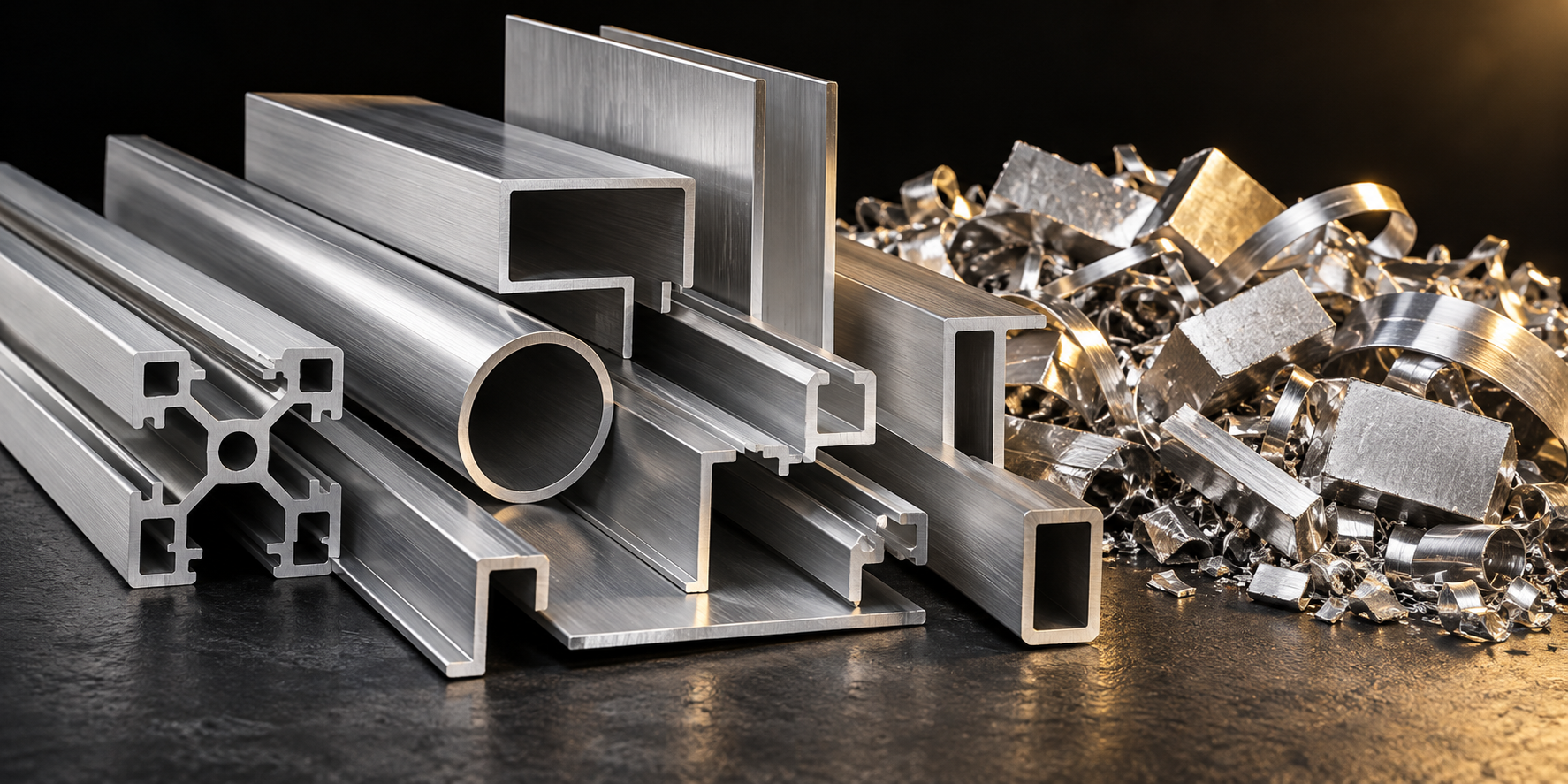 Illustrative photograph of aluminium profiles & scrap