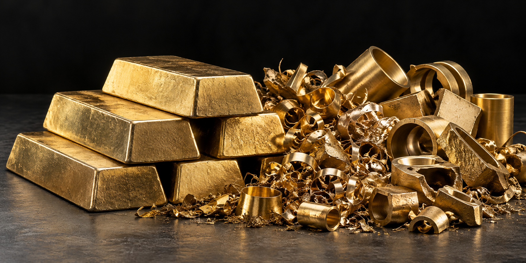 Illustrative photograph of brass scrap & ingots