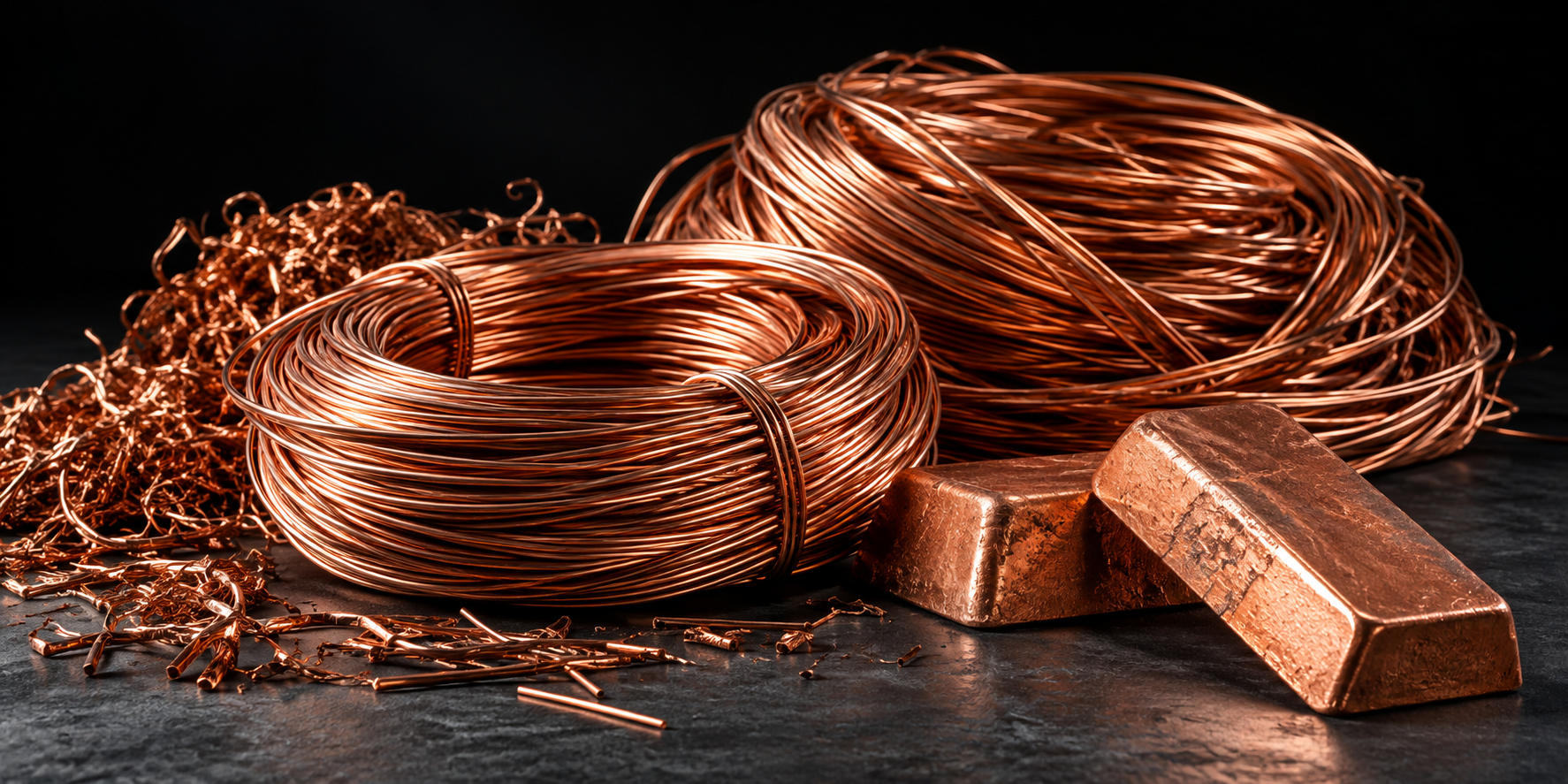 Illustrative photograph of copper scrap & ingots